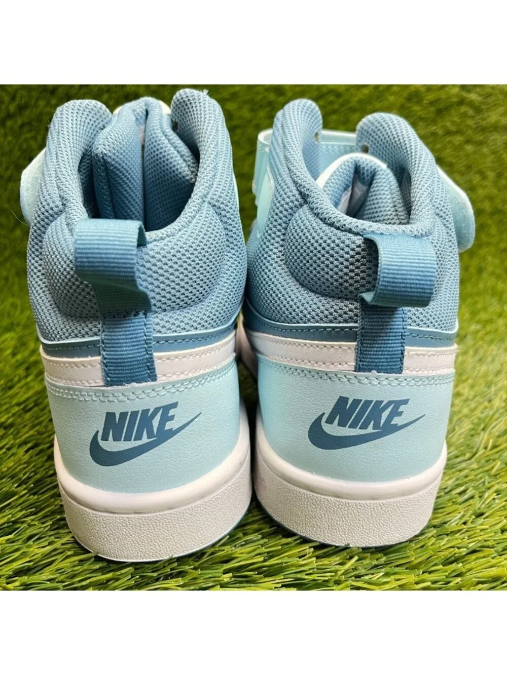 Nike Court Borough Mid 2 Boys Size 6.5Y Blue Athletic Leather Shoes Sneakers